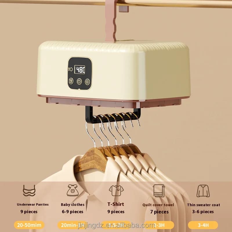 INTELIGENTNA  ELEKTRYCZNA SUSZARKA DO UBRAŃ Z TIMEREM - CICHA SUSZARKA SKŁADANA PRZENOŚNA DO DOMU.
