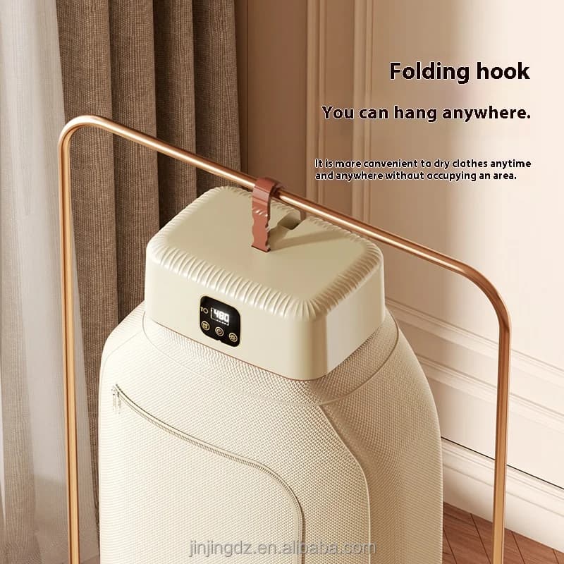 INTELIGENTNA  ELEKTRYCZNA SUSZARKA DO UBRAŃ Z TIMEREM - CICHA SUSZARKA SKŁADANA PRZENOŚNA DO DOMU.