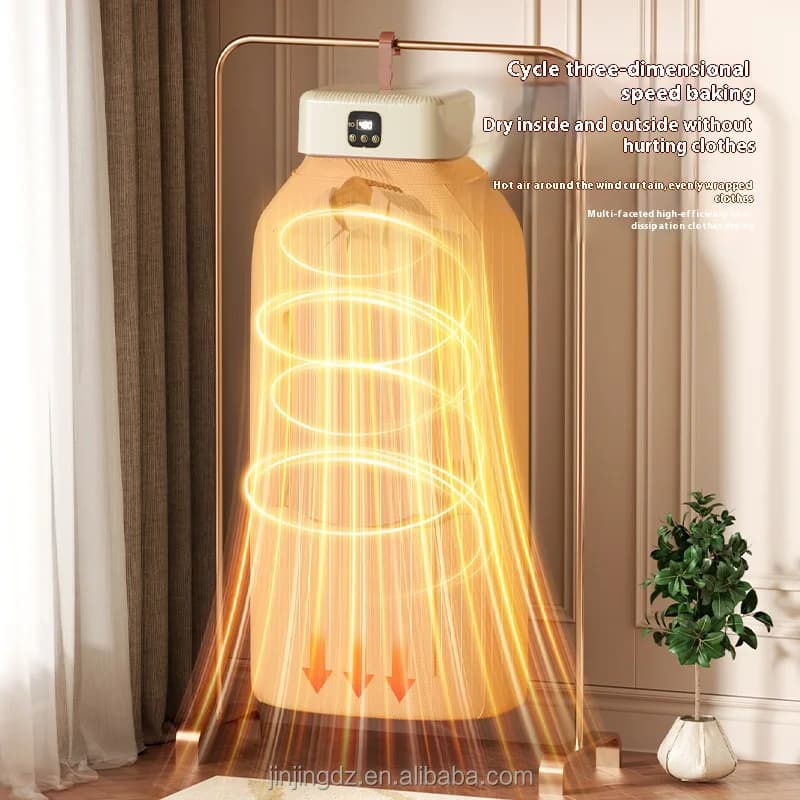 INTELIGENTNA  ELEKTRYCZNA SUSZARKA DO UBRAŃ Z TIMEREM - CICHA SUSZARKA SKŁADANA PRZENOŚNA DO DOMU.