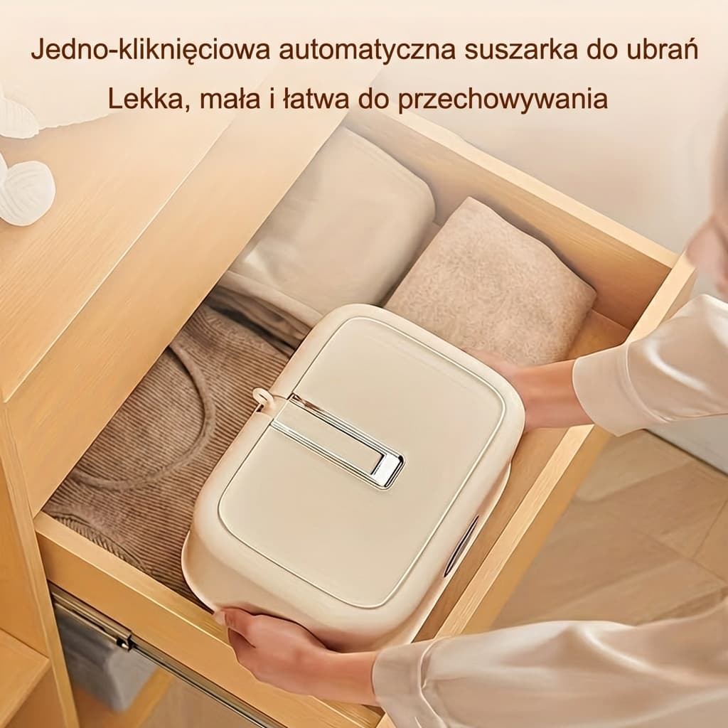INTELIGENTNA  ELEKTRYCZNA SUSZARKA DO UBRAŃ Z TIMEREM - CICHA SUSZARKA SKŁADANA PRZENOŚNA DO DOMU.